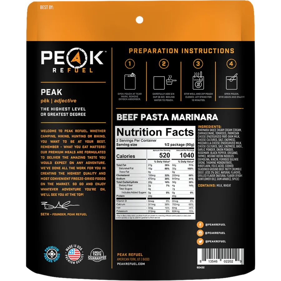Peak Refuel Beef Pasta Marinara
