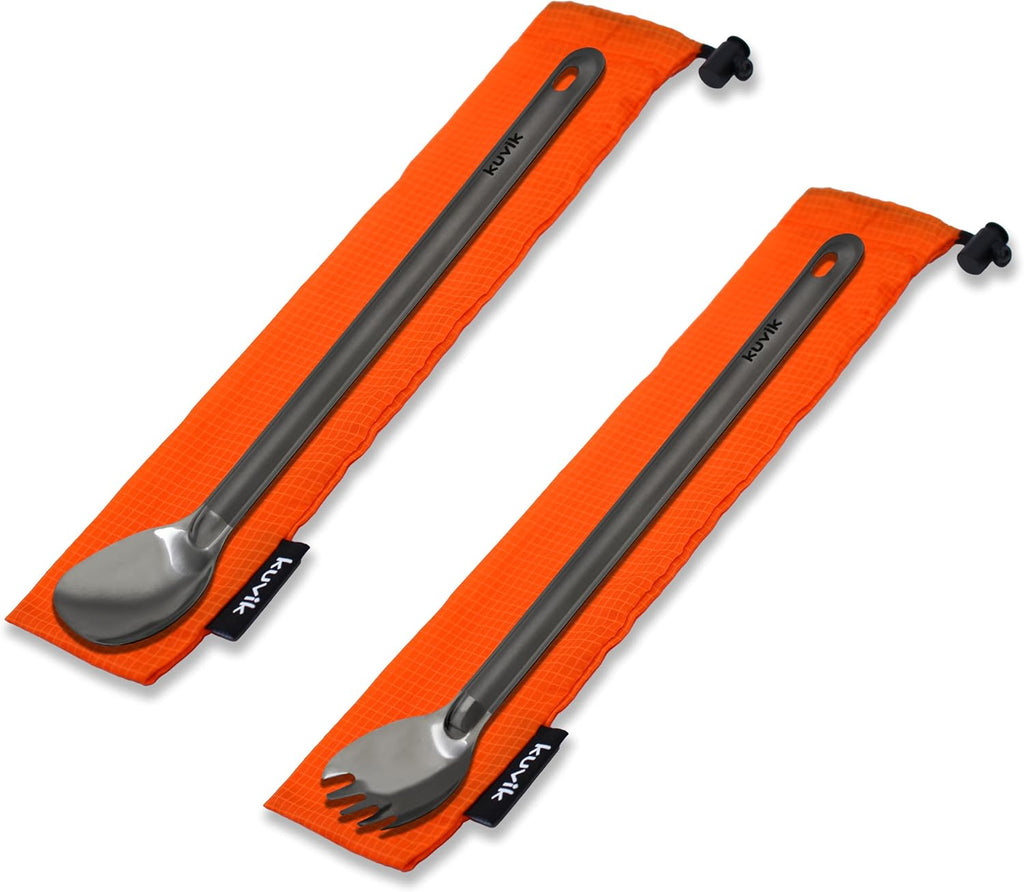 Kuvik Titanium Long Handle Spoon/Spork 2-Pack